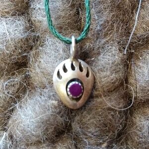 Silver bear claw pendent with amethyst stone